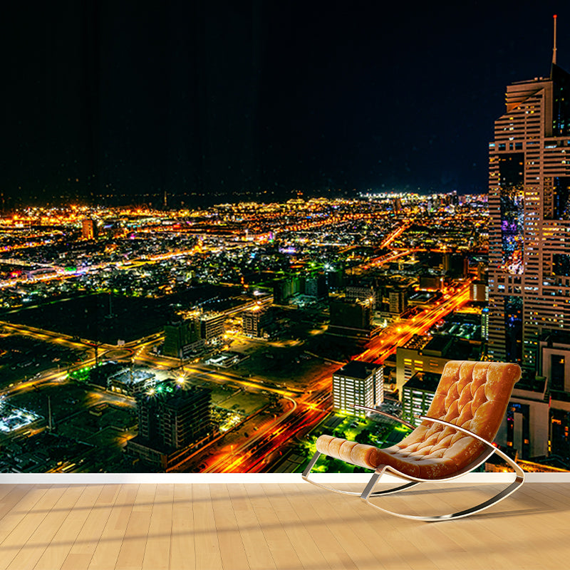 Dubai City Night View Wall Mural Waterproofing Wall Covering for Meeting Room