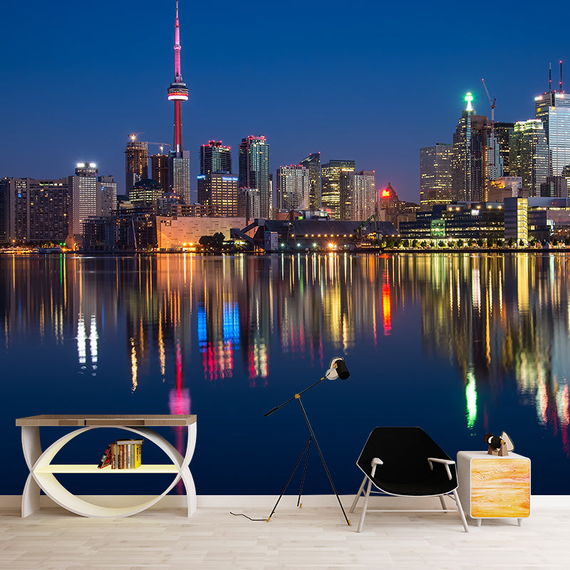 Modern Style City Mural Stain Resistant Wall Art for Living Room, Made to Measure