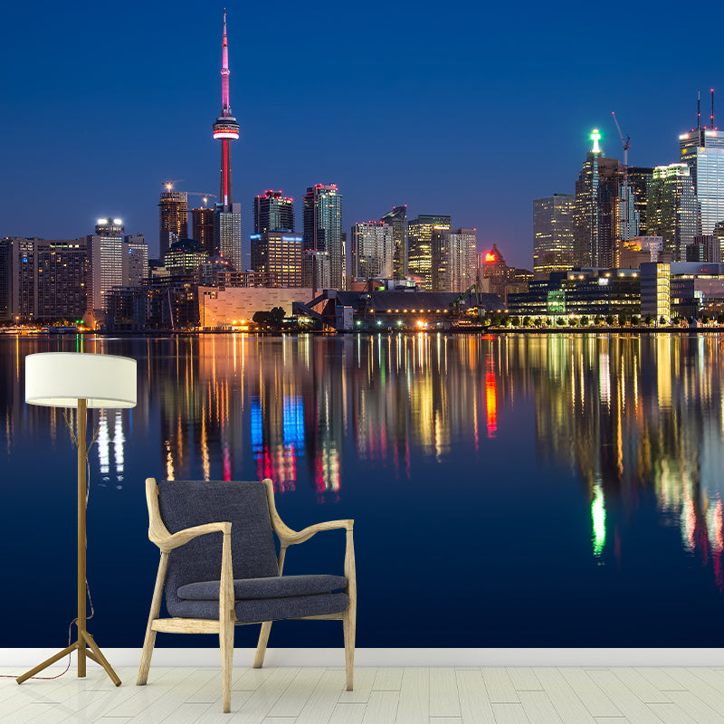 Modern Style City Mural Stain Resistant Wall Art for Living Room, Made to Measure