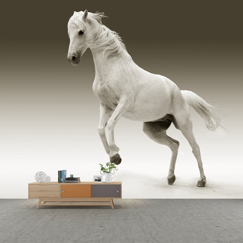 Galloping Horse Animal Mural Wallpaper for Sitting Room, Water Resistant