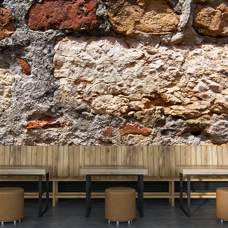 Vintage Style Brick Wall Mural Wallpaper Moisture Resistant for Living Room