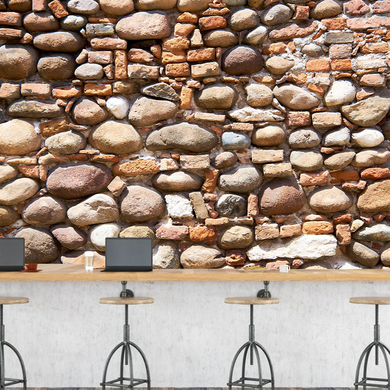 Vintage Style Brick Wall Mural Wallpaper Moisture Resistant for Living Room