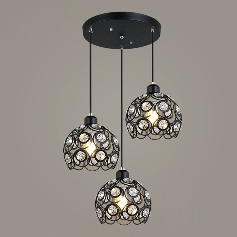 Nordic Style Pendant Lamp Global Suspension Lighting with Crystal Shade