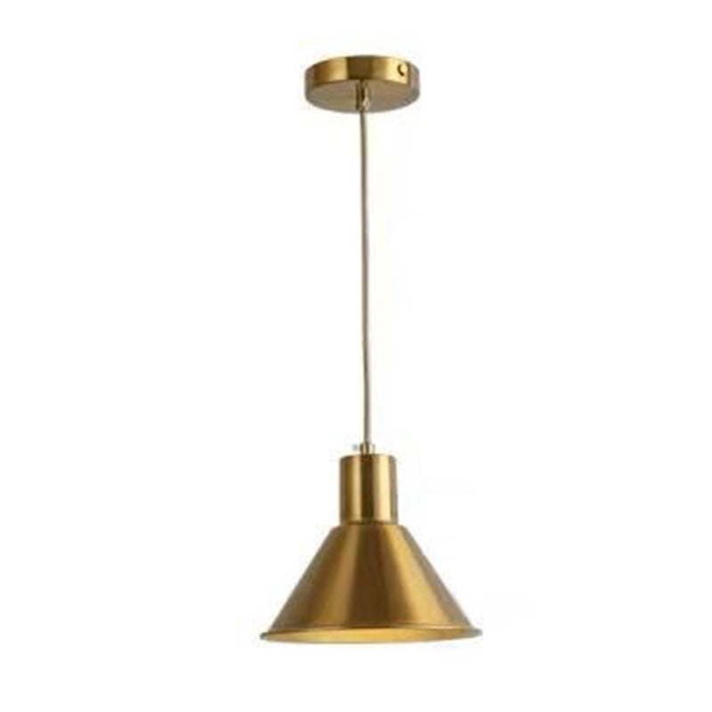 Metal Shaded Pendant Lighting Fixture Simple Style Gold Hanging Lamp Kit for Bedroom