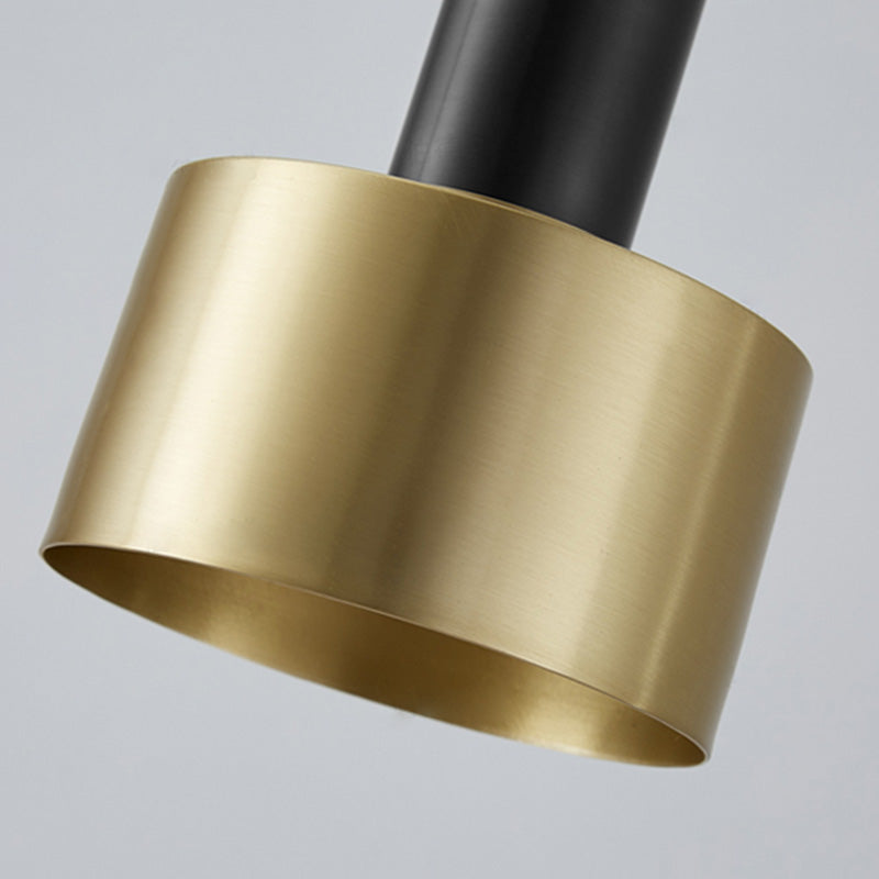 Cylindrical Bedroom Pendant Light Kit Metal Simple Hanging Ceiling Light in Black-Gold