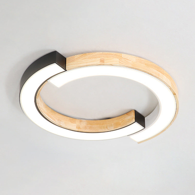 Luminaria de techo empalmada LED geométrica empotrada con arte de madera para sala de estar