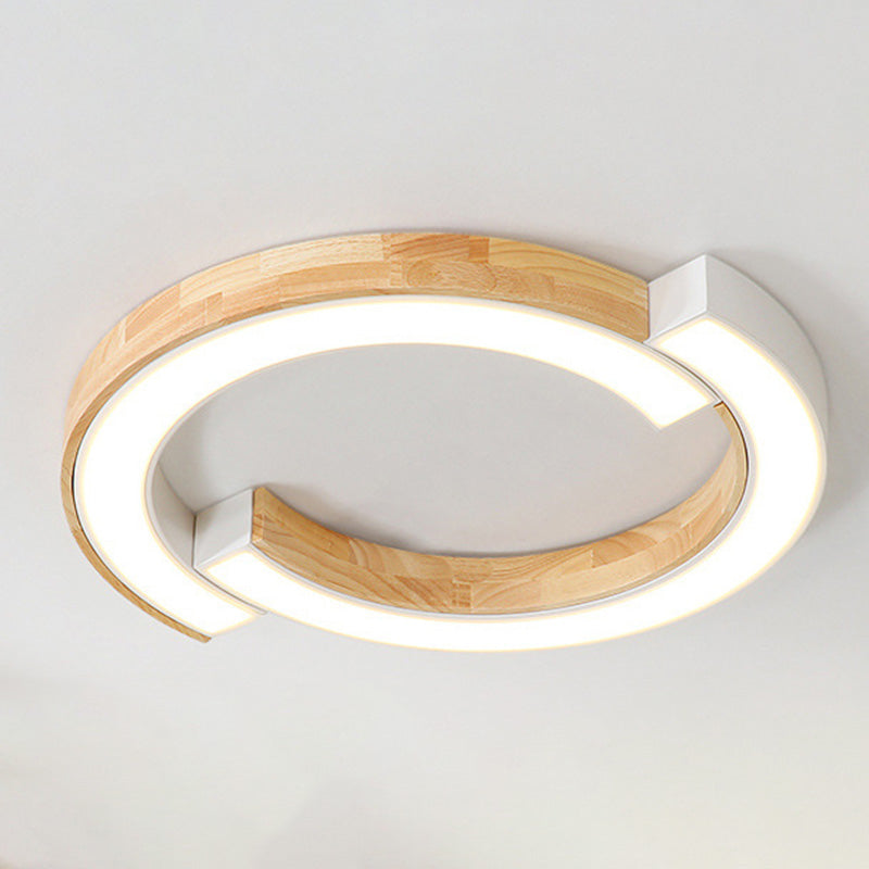 Luminaria de techo empalmada LED geométrica empotrada con arte de madera para sala de estar