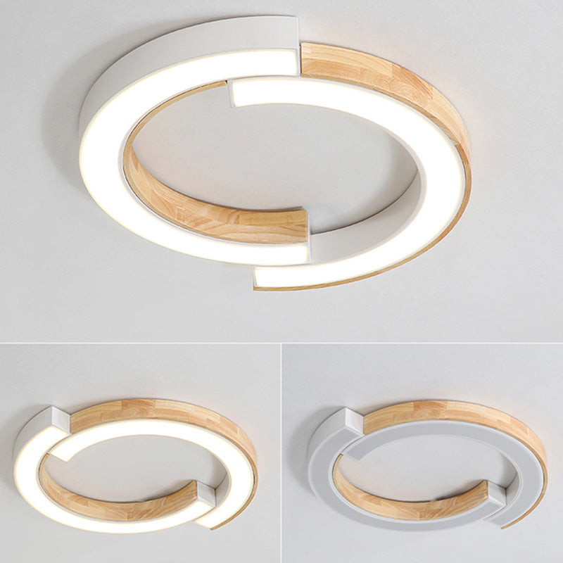 Luminaria de techo empalmada LED geométrica empotrada con arte de madera para sala de estar