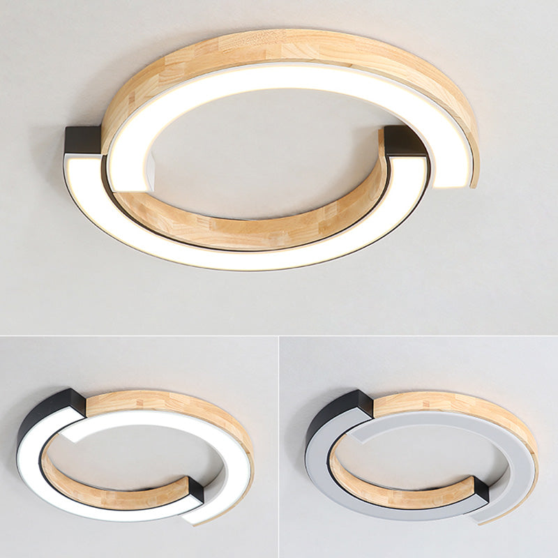 Luminaria de techo empalmada LED geométrica empotrada con arte de madera para sala de estar