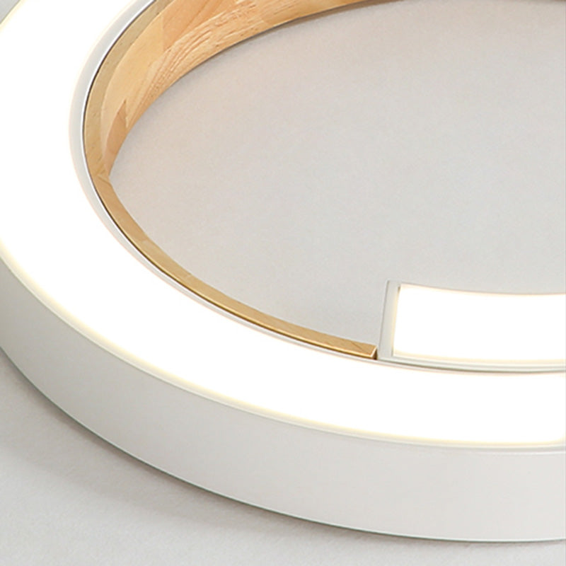 Splicing Geometric LED Flush Mount Ceiling Light Fixture with Wooden Art for Sitting Room