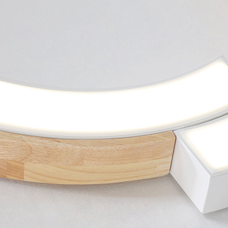 Luminaria de techo empalmada LED geométrica empotrada con arte de madera para sala de estar