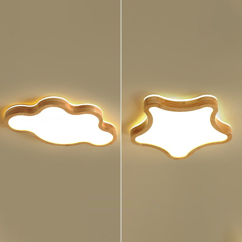 Creative Shape LED Wooden Flush Mount Ceiling Light Modern LED Flush Ceiling Light Fixture
