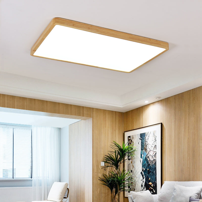 Lámpara empotrada para el hogar, marco de madera, luces de techo LED geométricas