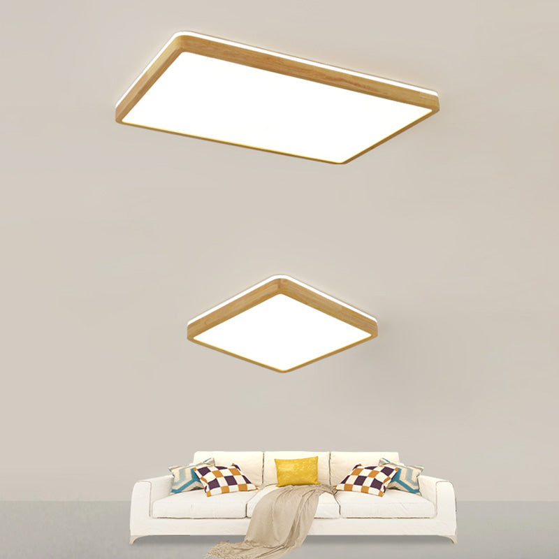 Lámpara empotrada para el hogar, marco de madera, luces de techo LED geométricas