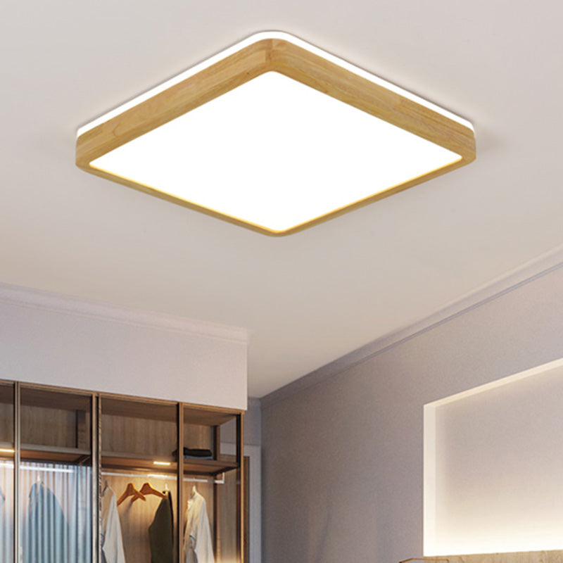 Lámpara empotrada para el hogar, marco de madera, luces de techo LED geométricas