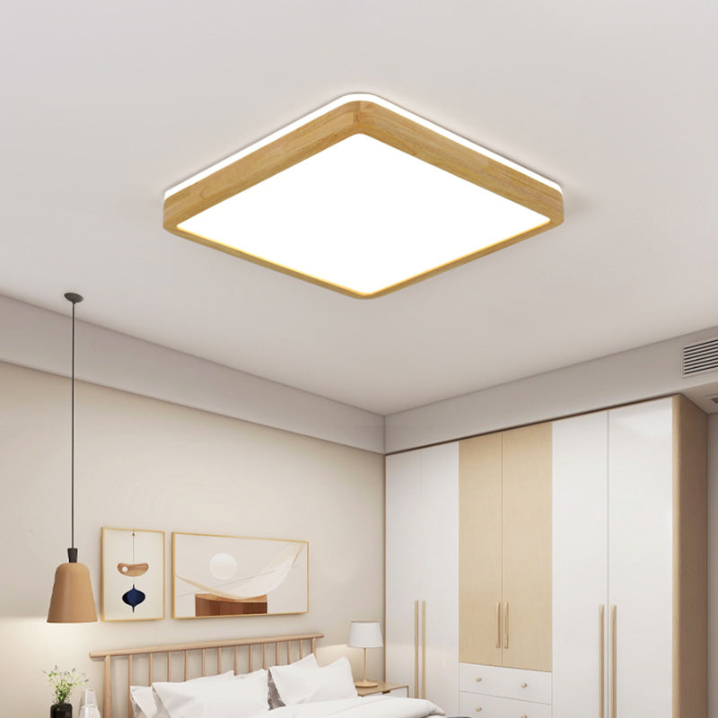 Lámpara empotrada para el hogar, marco de madera, luces de techo LED geométricas