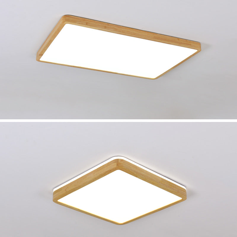 Lámpara empotrada para el hogar, marco de madera, luces de techo LED geométricas