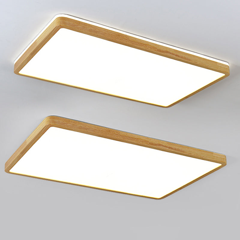 Lámpara empotrada para el hogar, marco de madera, luces de techo LED geométricas