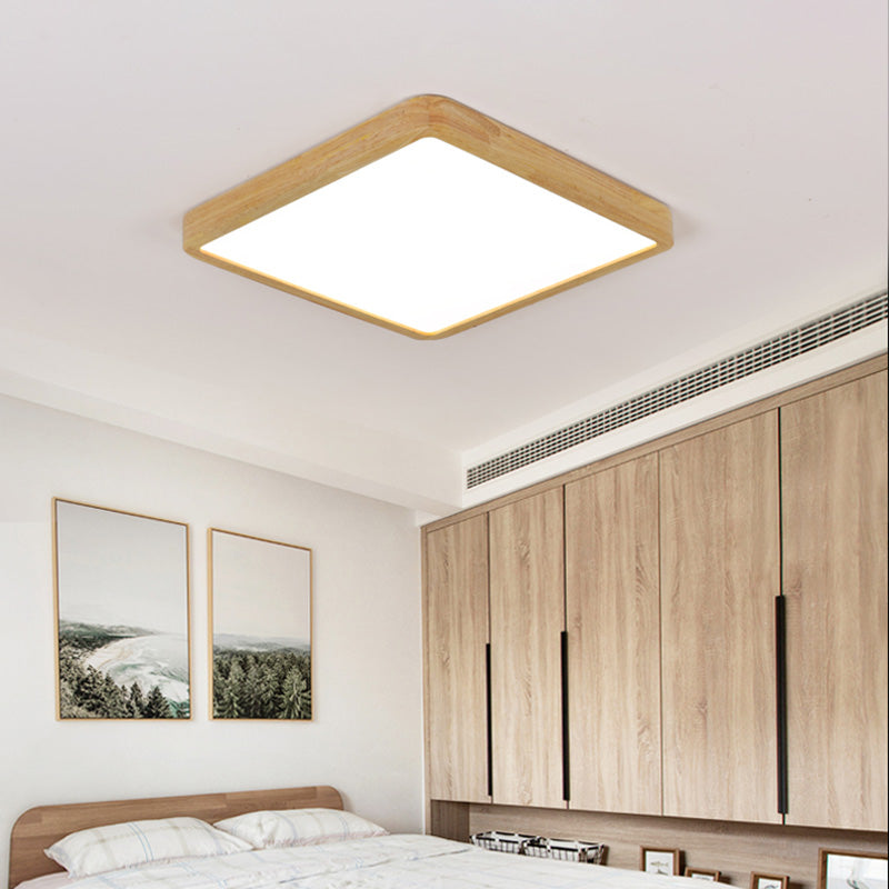 Lámpara empotrada para el hogar, marco de madera, luces de techo LED geométricas