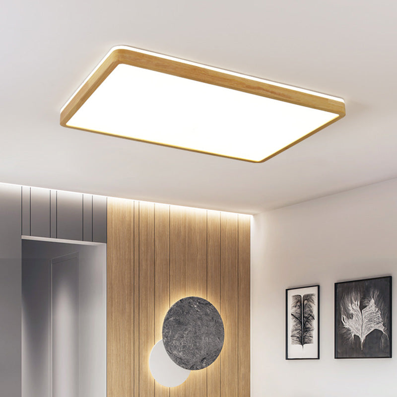 Lámpara empotrada para el hogar, marco de madera, luces de techo LED geométricas