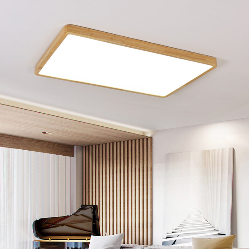 Lámpara empotrada para el hogar, marco de madera, luces de techo LED geométricas
