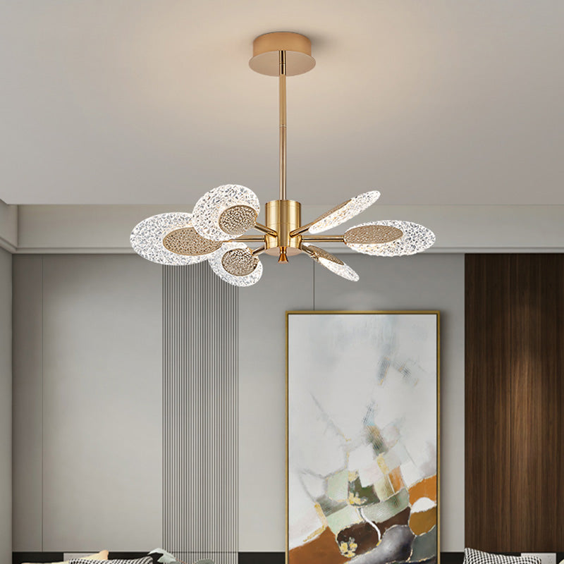 Éclairage de lustre postmoderne de plafond en métal doré pour foyer