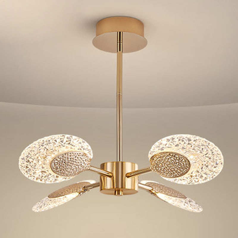 Éclairage de lustre postmoderne de plafond en métal doré pour foyer