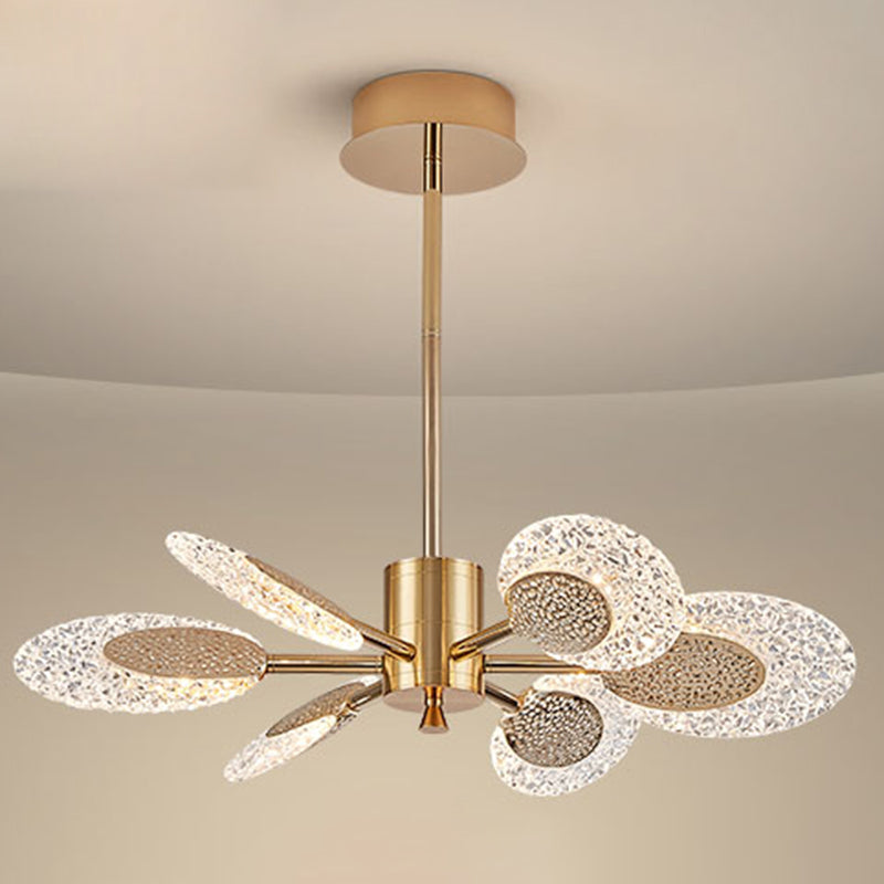 Éclairage de lustre postmoderne de plafond en métal doré pour foyer