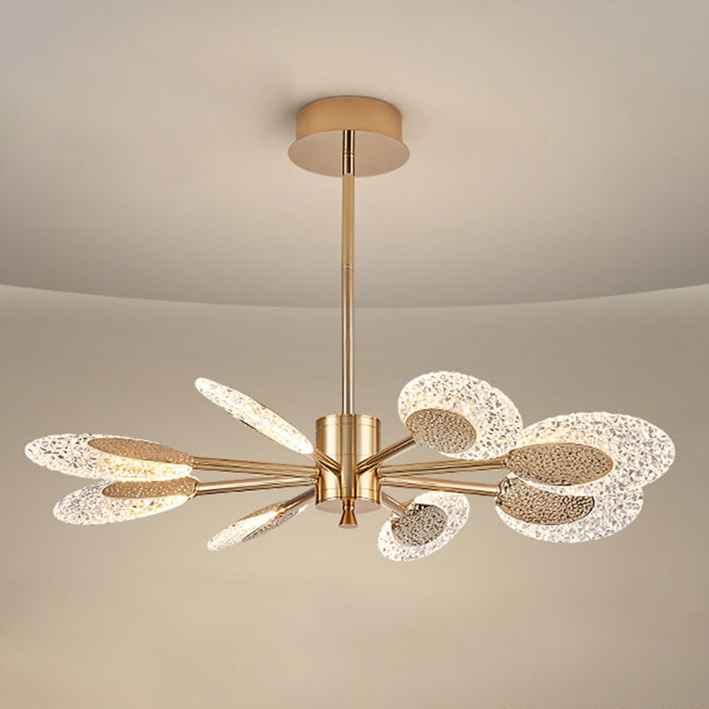 Éclairage de lustre postmoderne de plafond en métal doré pour foyer