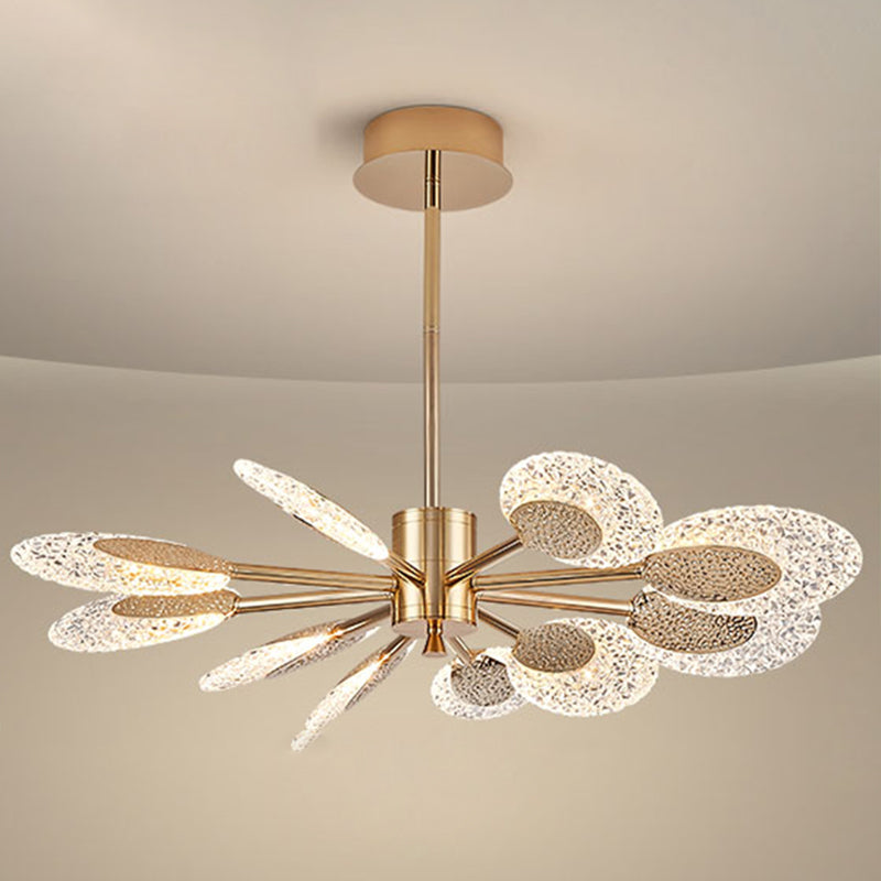 Éclairage de lustre postmoderne de plafond en métal doré pour foyer