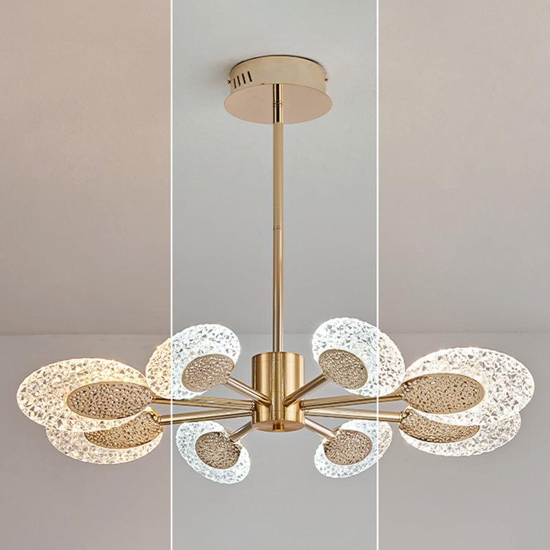 Éclairage de lustre postmoderne de plafond en métal doré pour foyer