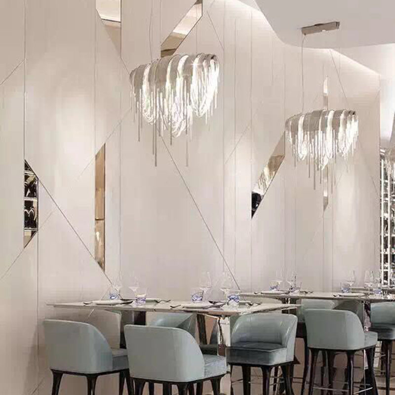 Chain Hanging Pendant Light Tassel Metal Chandelier Light for Dining Room Living Room