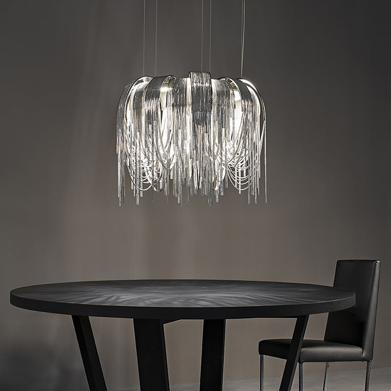 Chain Hanging Pendant Light Tassel Metal Chandelier Light for Dining Room Living Room