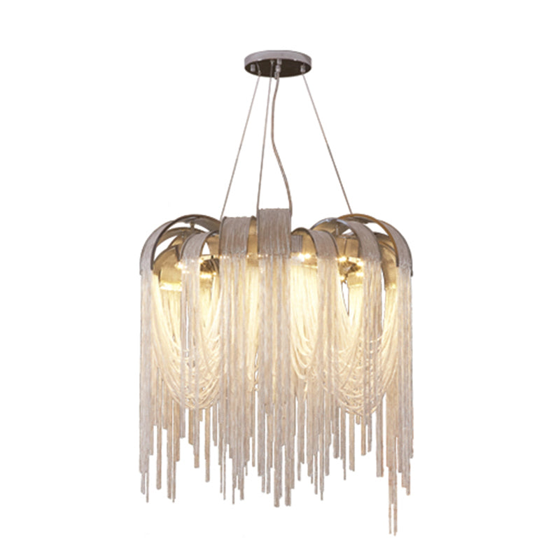 Chain Hanging Pendant Light Tassel Metal Chandelier Light for Dining Room Living Room