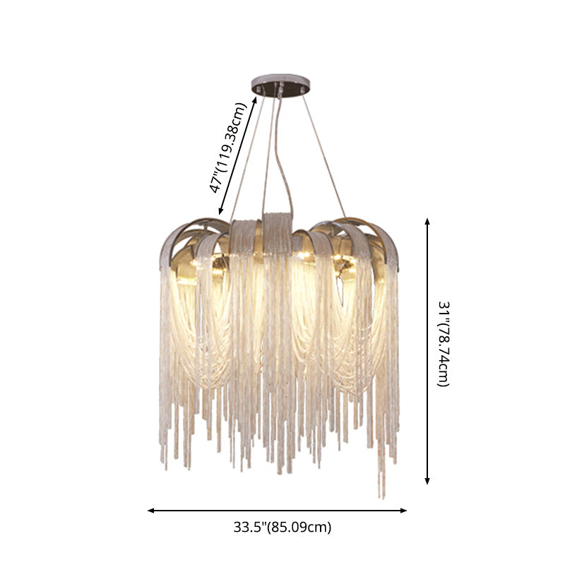 Chain Hanging Pendant Light Tassel Metal Chandelier Light for Dining Room Living Room