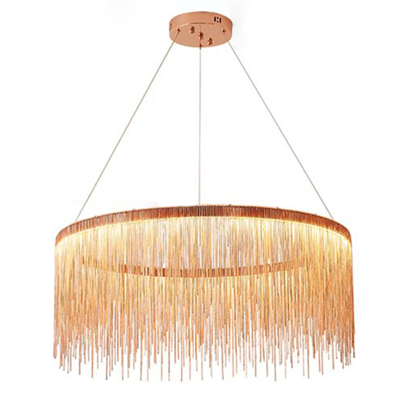 Sombra de cadena de metal Costeo de lámpara contemporánea Luz para sala de estar de comedor