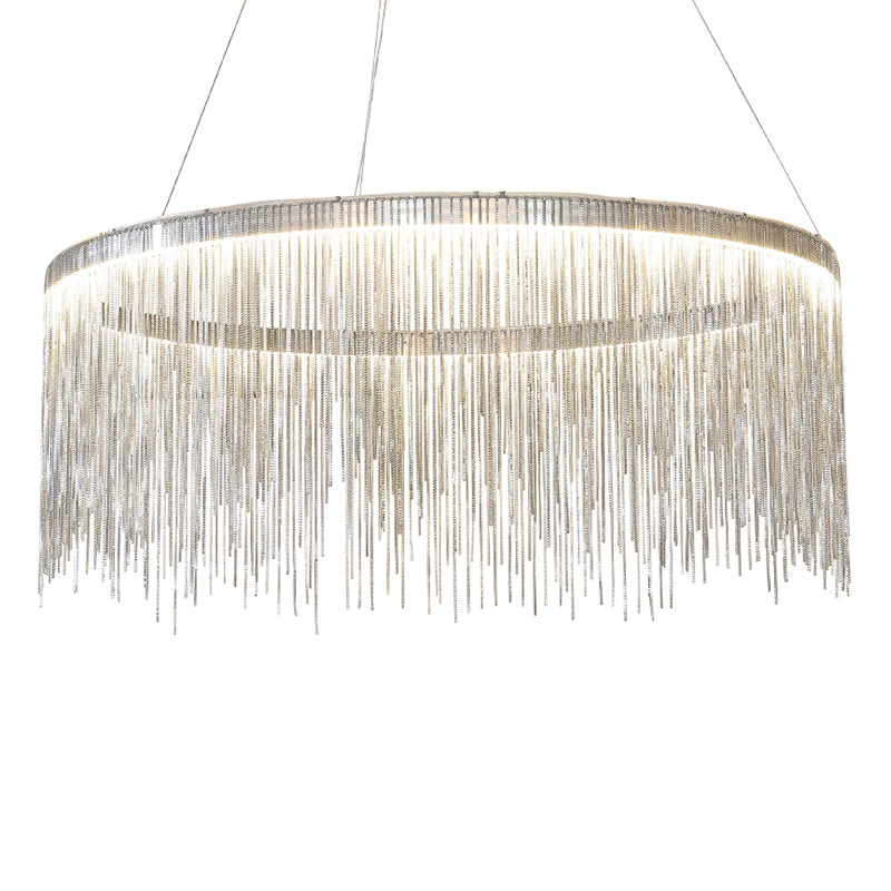 Sombra de cadena de metal Costeo de lámpara contemporánea Luz para sala de estar de comedor