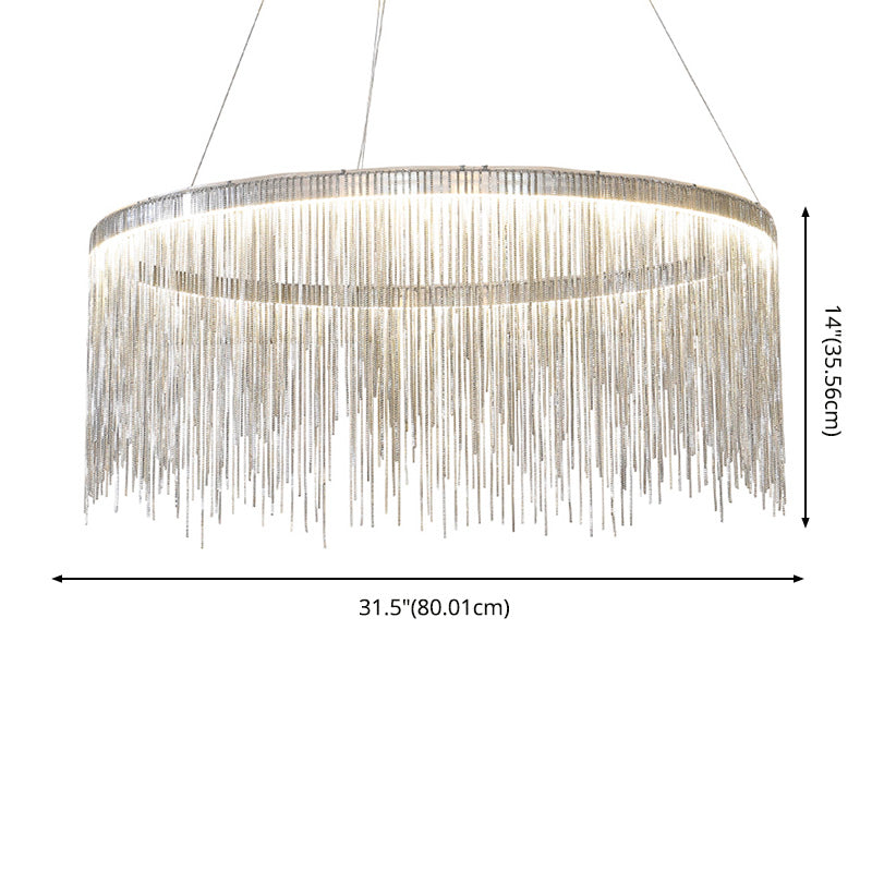 Sombra de cadena de metal Costeo de lámpara contemporánea Luz para sala de estar de comedor