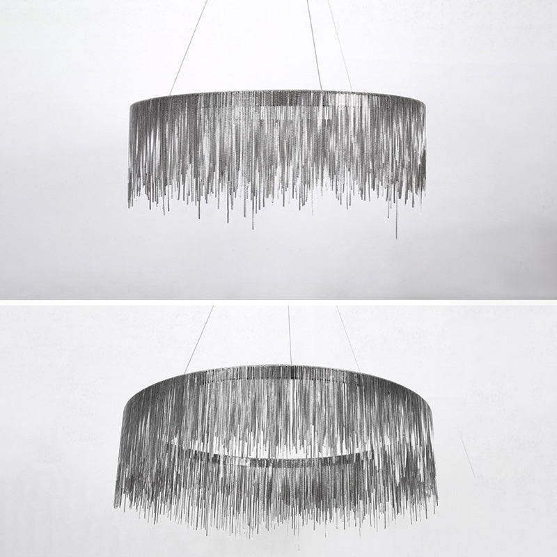 Sombra de cadena de metal Costeo de lámpara contemporánea Luz para sala de estar de comedor