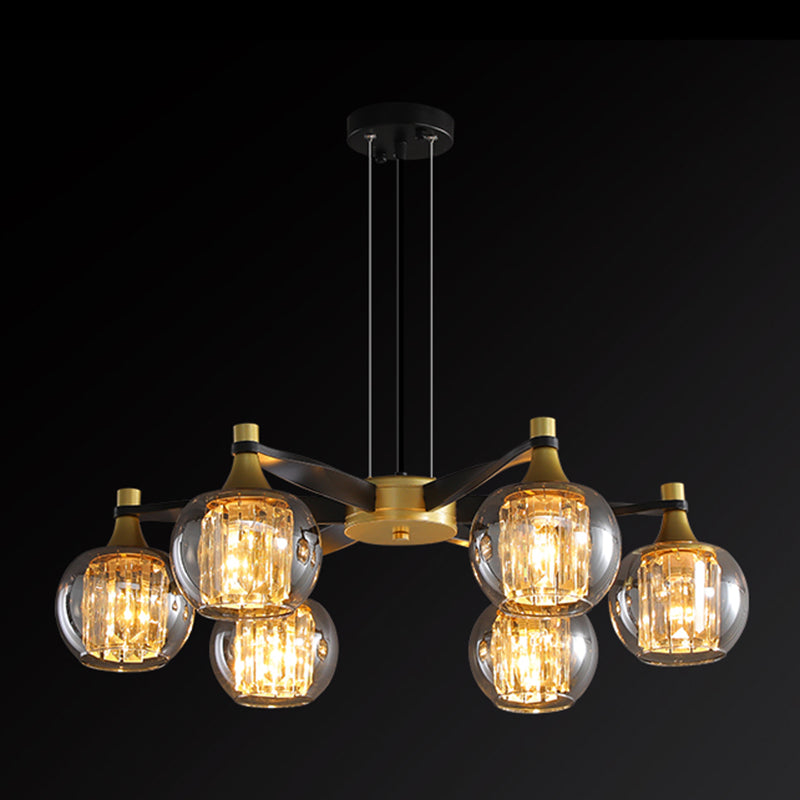 Chandelier postmoderne Chandelier Prismatic Crystal Dining Salle suspendue en noir-or