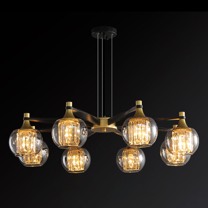 Chandelier postmoderne Chandelier Prismatic Crystal Dining Salle suspendue en noir-or