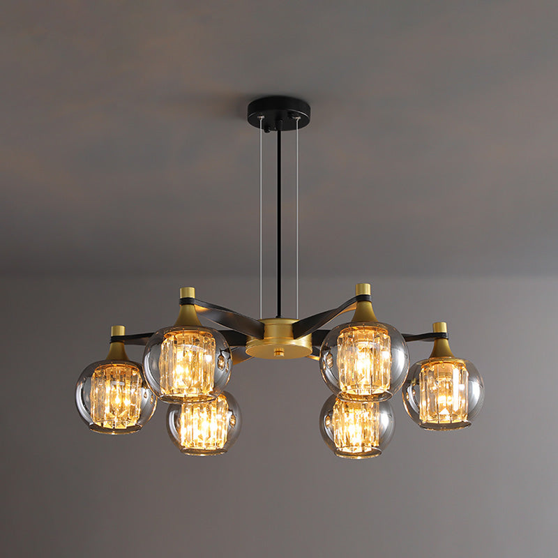 Chandelier postmoderne Chandelier Prismatic Crystal Dining Salle suspendue en noir-or