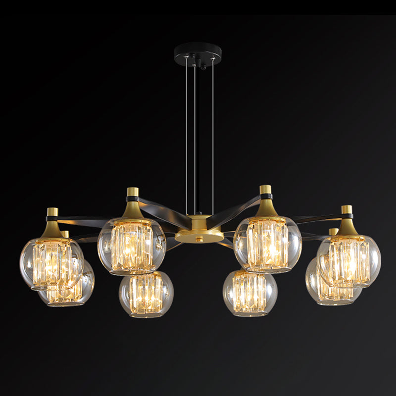 Chandelier postmoderne Chandelier Prismatic Crystal Dining Salle suspendue en noir-or