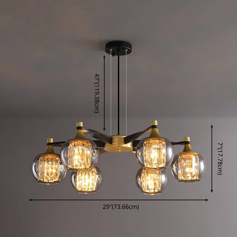 Chandelier postmoderne Chandelier Prismatic Crystal Dining Salle suspendue en noir-or