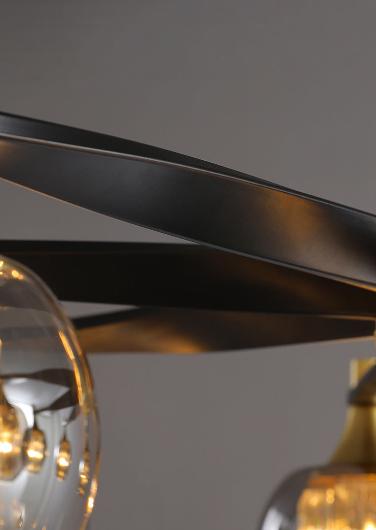 Chandelier postmoderne Chandelier Prismatic Crystal Dining Salle suspendue en noir-or