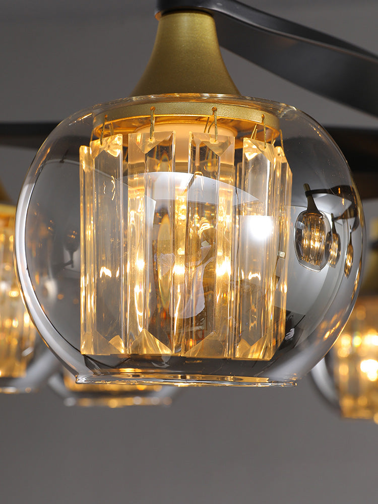 Chandelier postmoderne Chandelier Prismatic Crystal Dining Salle suspendue en noir-or