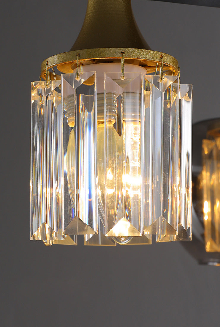 Chandelier postmoderne Chandelier Prismatic Crystal Dining Salle suspendue en noir-or