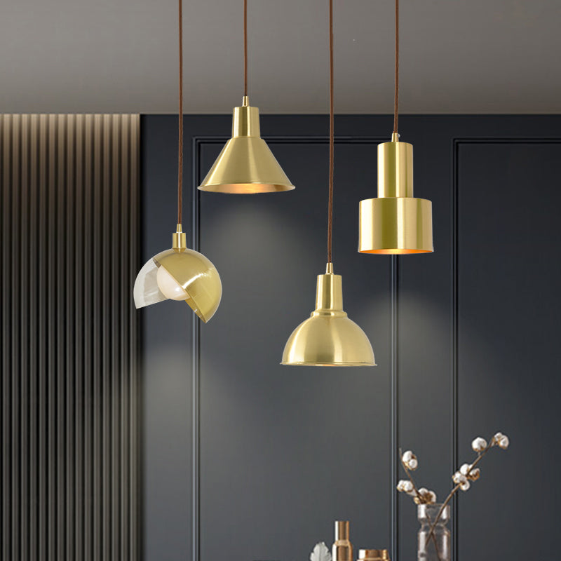 Cord Hung Pendant Ceiling Light Minimalist-Style Metal Gold Hanging Ceiling Light