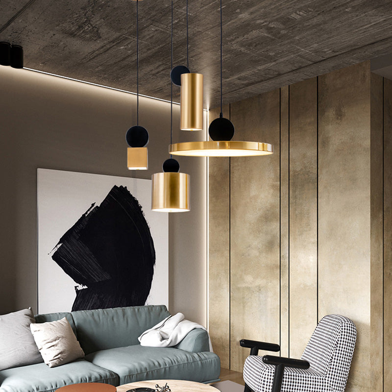 Bronze geometrische hängende Deckenleuchte moderne LED -Metallhängeleuchte mit LED -Metall