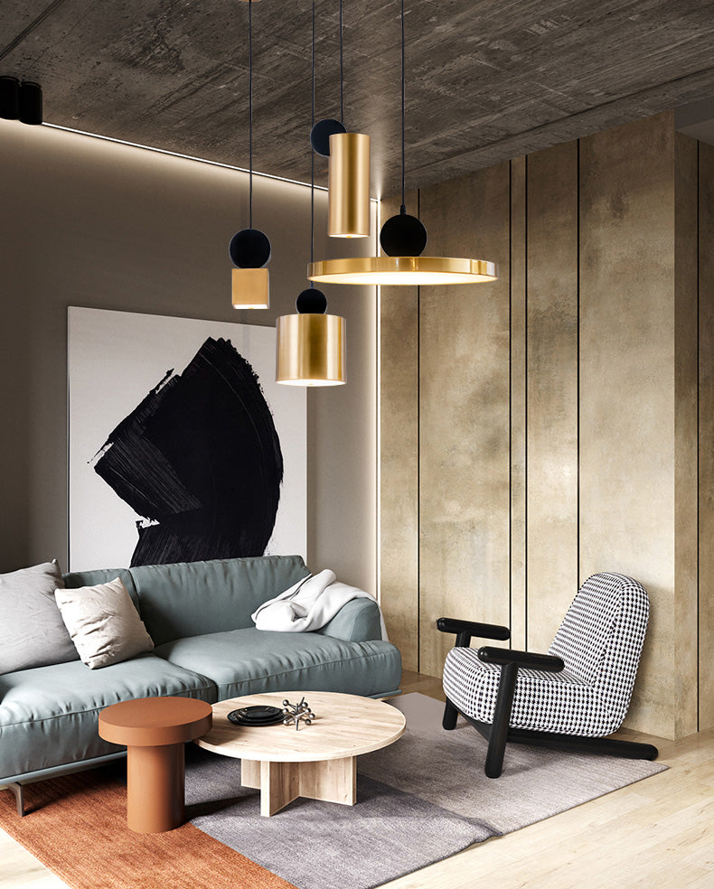 Bronze geometrische hängende Deckenleuchte moderne LED -Metallhängeleuchte mit LED -Metall